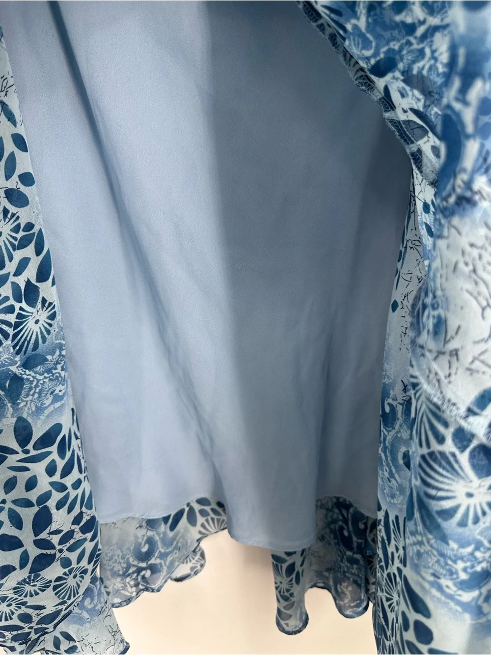 Vintage Y2K Blue Floral Asymmetrical Midi Skirt Size XL Whimsical Fairycore